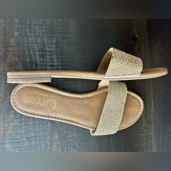 Sam Edelman Circus Gold Rhinestone Slides Flats Sandals Womens size 9.5 - Picture 3 of 7